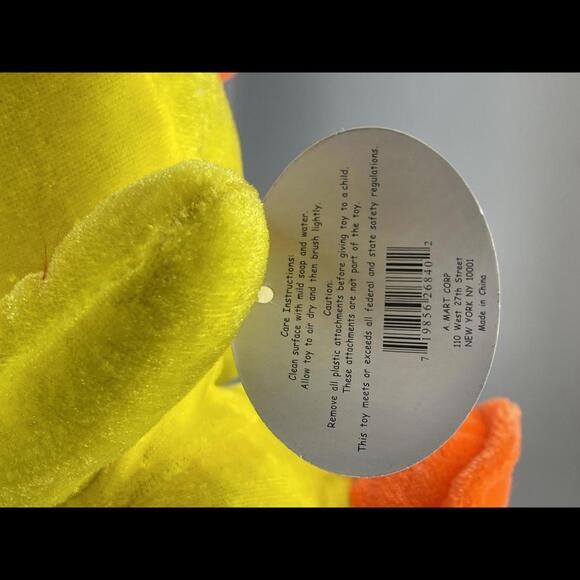 A Mart Corp.Bright Yellow and Orange Plush Duck New With Tag - Picture 6 of 8